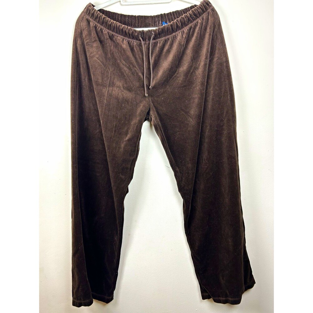 Nick & Sarah Sport Brown Velour Tracksuit Pants Y2K Wide Lounge Sweatpants XL